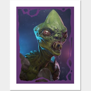 Green creature in shell Posters and Art